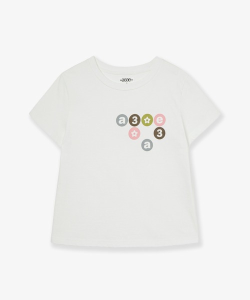 aeae(エーイーエーイー)の「COLOR DOT LOGO TEE(Tシャツ/カットソー・レディース・ブラウン/ホワイト/ネイビー・FREE)」の1枚目の写真