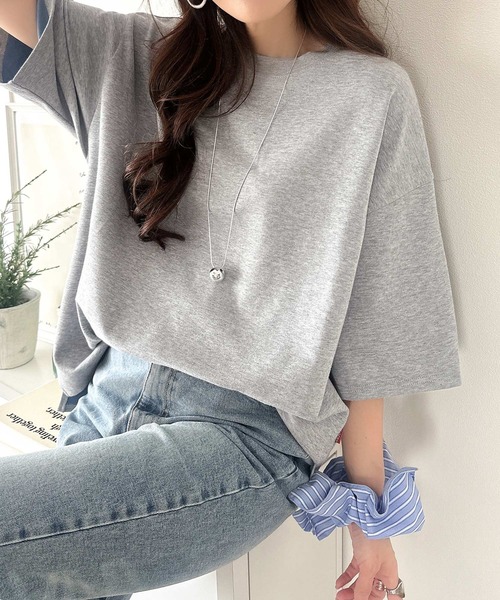 Java(ジャバ)の「《JaVaジャバコラボ》ゆるシルエットに、ひとさじのアクセント。オーバーサイズ配色BIGTEE(Tシャツ/カットソー・レディース・ブラウン/グレー/ベージュ・LARGE/X-LARGE/SMALL/MEDIUM)」の20枚目の写真