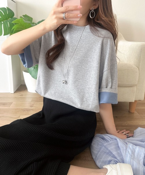 Java(ジャバ)の「《JaVaジャバコラボ》ゆるシルエットに、ひとさじのアクセント。オーバーサイズ配色BIGTEE(Tシャツ/カットソー・レディース・ブラウン/グレー/ベージュ・LARGE/X-LARGE/SMALL/MEDIUM)」の17枚目の写真