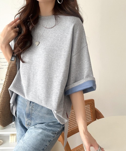 Java(ジャバ)の「《JaVaジャバコラボ》ゆるシルエットに、ひとさじのアクセント。オーバーサイズ配色BIGTEE(Tシャツ/カットソー・レディース・ブラウン/グレー/ベージュ・LARGE/X-LARGE/SMALL/MEDIUM)」の8枚目の写真