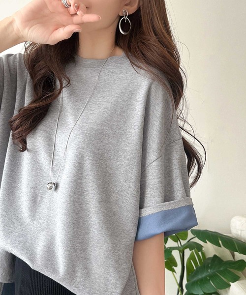 Java(ジャバ)の「《JaVaジャバコラボ》ゆるシルエットに、ひとさじのアクセント。オーバーサイズ配色BIGTEE(Tシャツ/カットソー・レディース・ブラウン/グレー/ベージュ・LARGE/X-LARGE/SMALL/MEDIUM)」の6枚目の写真