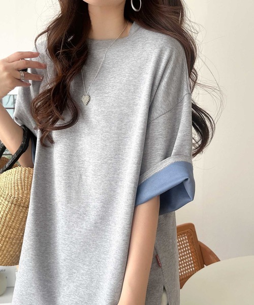 Java(ジャバ)の「《JaVaジャバコラボ》ゆるシルエットに、ひとさじのアクセント。オーバーサイズ配色BIGTEE(Tシャツ/カットソー・レディース・ブラウン/グレー/ベージュ・LARGE/X-LARGE/SMALL/MEDIUM)」の5枚目の写真