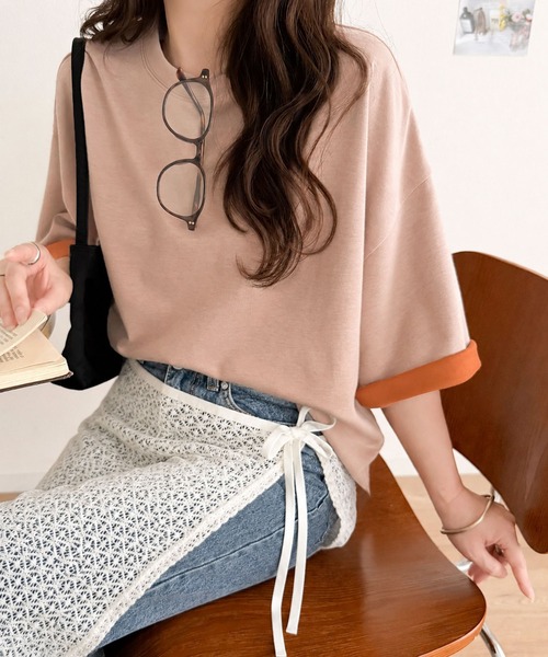 Java(ジャバ)の「《JaVaジャバコラボ》ゆるシルエットに、ひとさじのアクセント。オーバーサイズ配色BIGTEE(Tシャツ/カットソー・レディース・ブラウン/グレー/ベージュ・LARGE/X-LARGE/SMALL/MEDIUM)」の10枚目の写真