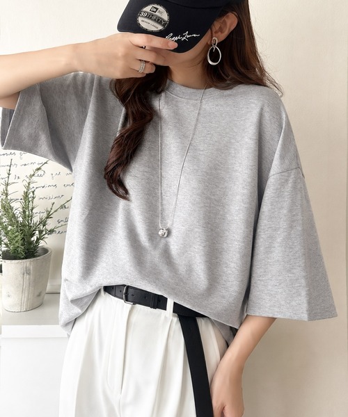 Java(ジャバ)の「《JaVaジャバコラボ》ゆるシルエットに、ひとさじのアクセント。オーバーサイズ配色BIGTEE(Tシャツ/カットソー・レディース・ブラウン/グレー/ベージュ・LARGE/X-LARGE/SMALL/MEDIUM)」の12枚目の写真