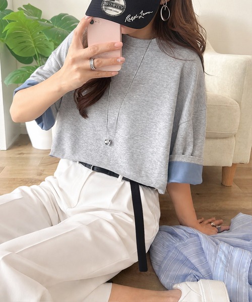 Java(ジャバ)の「《JaVaジャバコラボ》ゆるシルエットに、ひとさじのアクセント。オーバーサイズ配色BIGTEE(Tシャツ/カットソー・レディース・ブラウン/グレー/ベージュ・LARGE/X-LARGE/SMALL/MEDIUM)」の15枚目の写真