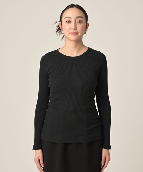 UNTITLED(アンタイトル)の「【Munich】コットンリブクルーネックプルオーバー(Tシャツ/カットソー・レディース・ブラック/ホワイト・02)」の12枚目の写真