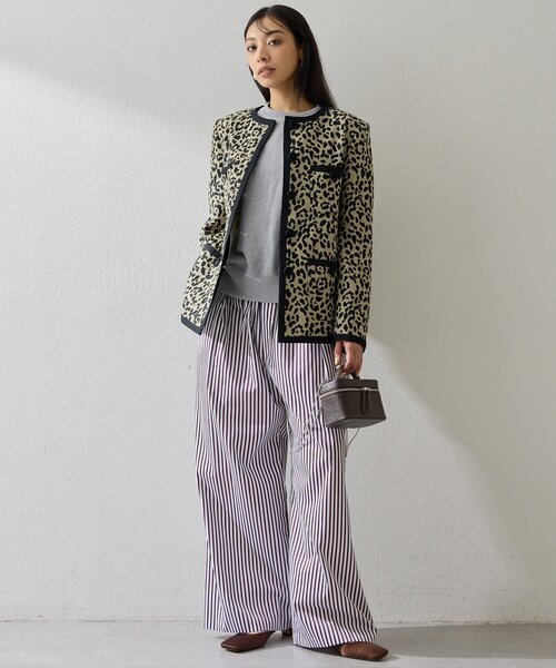 Whim Gazette（ウィムガゼット）の「リネンレオパードジャケット（ノーカラージャケット・レディース・ブラック・FREE）」の8枚目の写真