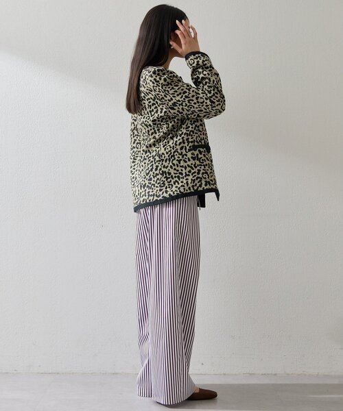 Whim Gazette（ウィムガゼット）の「リネンレオパードジャケット（ノーカラージャケット・レディース・ブラック・FREE）」の7枚目の写真