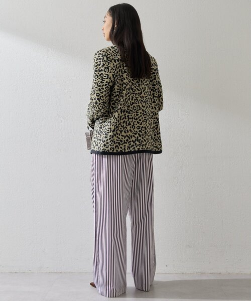 Whim Gazette（ウィムガゼット）の「リネンレオパードジャケット（ノーカラージャケット・レディース・ブラック・FREE）」の6枚目の写真