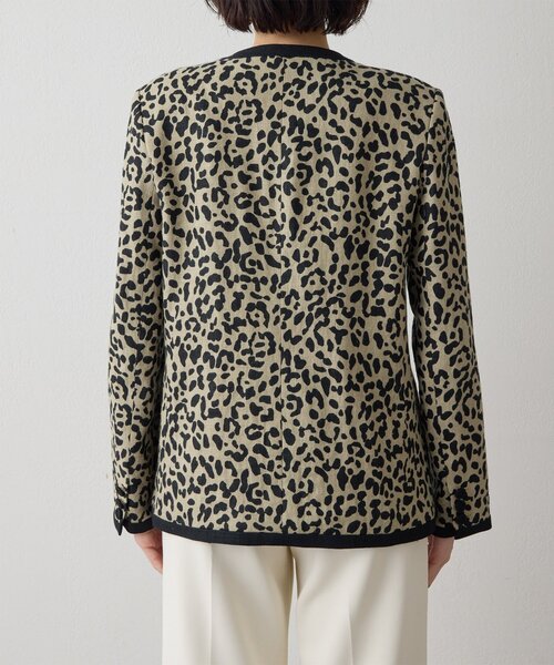 Whim Gazette（ウィムガゼット）の「リネンレオパードジャケット（ノーカラージャケット・レディース・ブラック・FREE）」の12枚目の写真