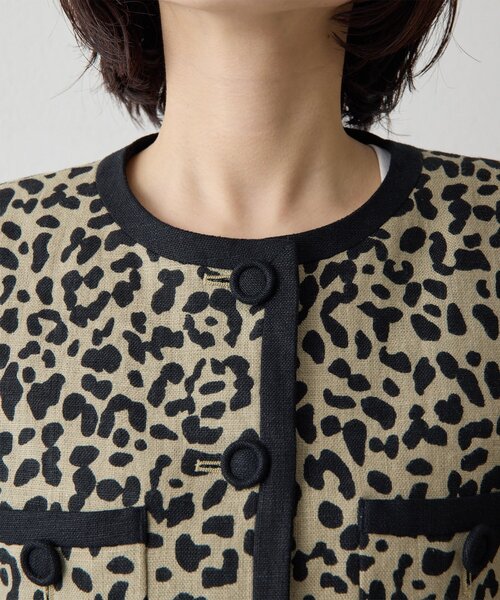 Whim Gazette（ウィムガゼット）の「リネンレオパードジャケット（ノーカラージャケット・レディース・ブラック・FREE）」の13枚目の写真
