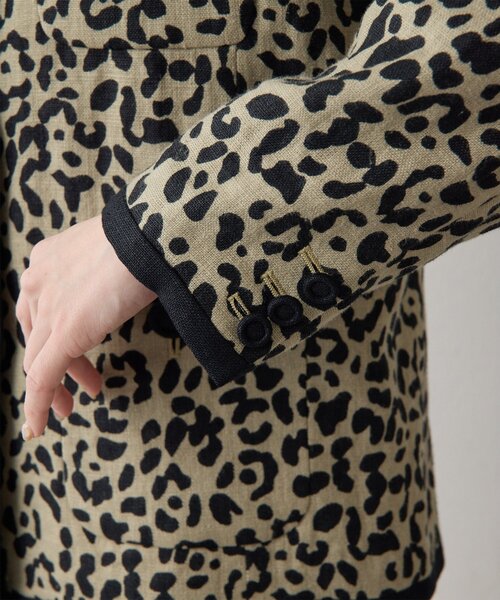Whim Gazette（ウィムガゼット）の「リネンレオパードジャケット（ノーカラージャケット・レディース・ブラック・FREE）」の14枚目の写真
