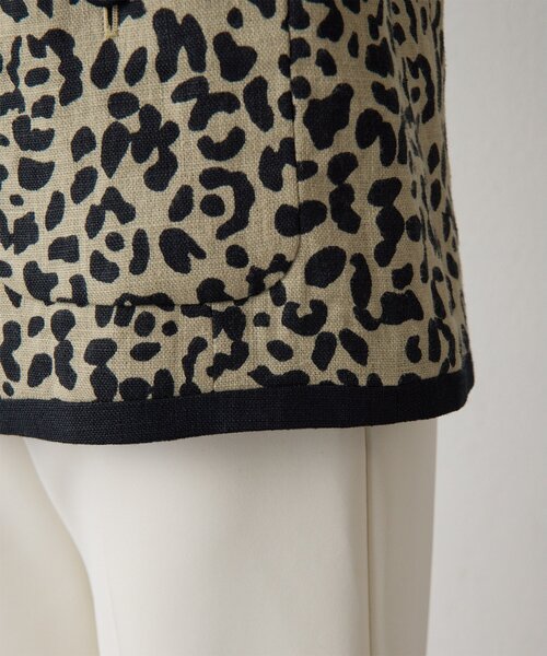 Whim Gazette（ウィムガゼット）の「リネンレオパードジャケット（ノーカラージャケット・レディース・ブラック・FREE）」の16枚目の写真