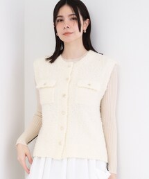変形金ボタンニットベスト【洗濯機OK】