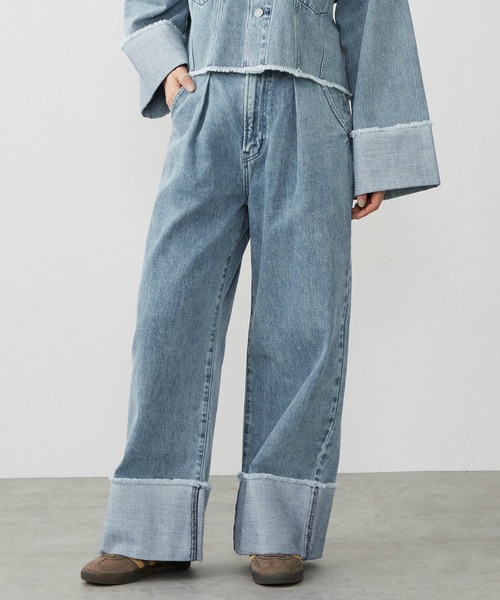 EDWIN（エドウィン）の「EDWIN エドウィン ロールアップ ストレート デニムパンツ ジーンズ（デニムパンツ・レディース・ブラック系その他/インディゴブルー/ライトインディゴブルー・X-SMALL/SMALL/MEDIUM/LARGE）」の3枚目の写真