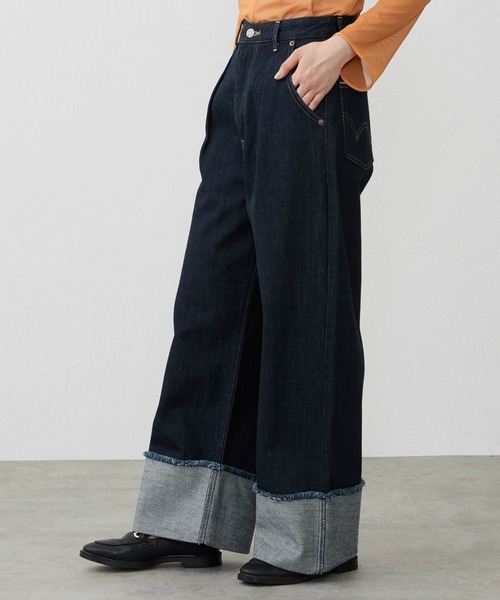 EDWIN（エドウィン）の「EDWIN エドウィン ロールアップ ストレート デニムパンツ ジーンズ（デニムパンツ・レディース・ブラック系その他/インディゴブルー/ライトインディゴブルー・X-SMALL/SMALL/MEDIUM/LARGE）」の5枚目の写真