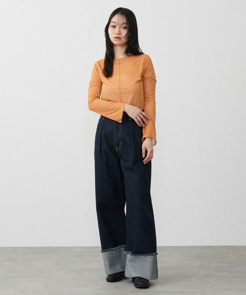 EDWIN（エドウィン）の「EDWIN エドウィン ロールアップ ストレート デニムパンツ ジーンズ（デニムパンツ・レディース・ブラック系その他/インディゴブルー/ライトインディゴブルー・X-SMALL/SMALL/MEDIUM/LARGE）」の12枚目の写真