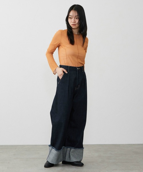EDWIN（エドウィン）の「EDWIN エドウィン ロールアップ ストレート デニムパンツ ジーンズ（デニムパンツ・レディース・ブラック系その他/インディゴブルー/ライトインディゴブルー・X-SMALL/SMALL/MEDIUM/LARGE）」の13枚目の写真