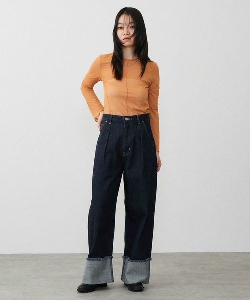 EDWIN（エドウィン）の「EDWIN エドウィン ロールアップ ストレート デニムパンツ ジーンズ（デニムパンツ・レディース・ブラック系その他/インディゴブルー/ライトインディゴブルー・X-SMALL/SMALL/MEDIUM/LARGE）」の14枚目の写真