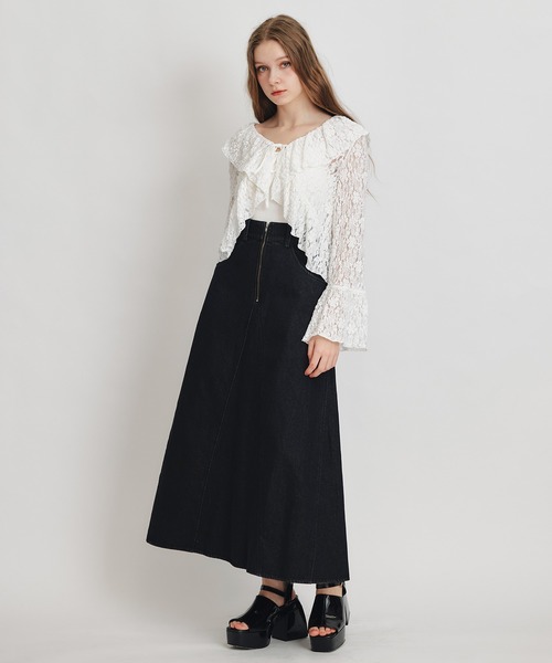 REDYAZEL（レディアゼル）の「レースフリルカラーショートカーディガン（カーディガン/ボレロ・レディース・ホワイト/ブラック/イエロー/ミント・FREE）」の7枚目の写真