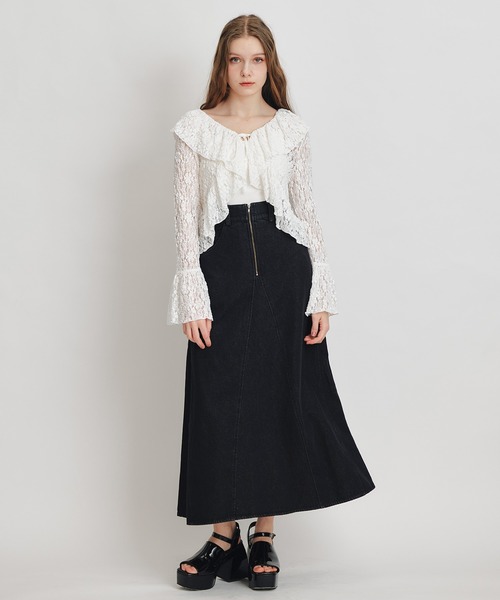 REDYAZEL（レディアゼル）の「レースフリルカラーショートカーディガン（カーディガン/ボレロ・レディース・ホワイト/ブラック/イエロー/ミント・FREE）」の9枚目の写真