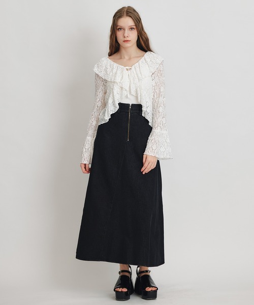 REDYAZEL（レディアゼル）の「レースフリルカラーショートカーディガン（カーディガン/ボレロ・レディース・ホワイト/ブラック/イエロー/ミント・FREE）」の11枚目の写真