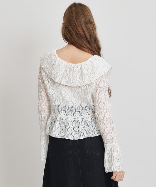 REDYAZEL（レディアゼル）の「レースフリルカラーショートカーディガン（カーディガン/ボレロ・レディース・ホワイト/ブラック/イエロー/ミント・FREE）」の13枚目の写真