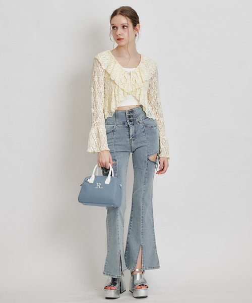 REDYAZEL（レディアゼル）の「レースフリルカラーショートカーディガン（カーディガン/ボレロ・レディース・ホワイト/ブラック/イエロー/ミント・FREE）」の22枚目の写真