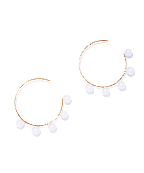 les bonbon(ルボンボン)の「【les bon bon】flotter pearl hoop pierce S/フロテ パール フープ ピアス S 両耳 BOB911(ピアス(両耳用)・レディース・ホワイト・FREE)」の4枚目の写真