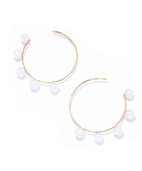 les bonbon(ルボンボン)の「【les bon bon】flotter pearl hoop pierce S/フロテ パール フープ ピアス S 両耳 BOB911(ピアス(両耳用)・レディース・ホワイト・FREE)」の5枚目の写真
