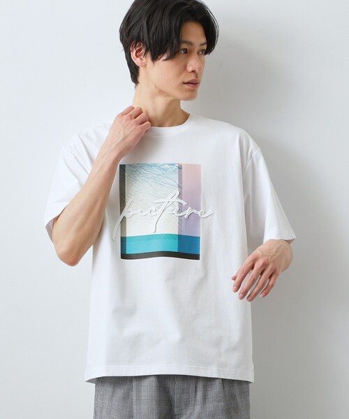 THE SHOP TK (ザ ショップ ティーケー )の「コード刺繍 半袖Tシャツ 洗濯機OK(Tシャツ/カットソー・メンズ・ブラック/オフホワイト・02/04/03)」の5枚目の写真