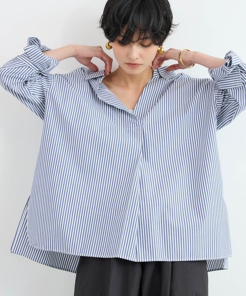 BARNYARDSTORM(バンヤードストーム)の「BARNYARDSTORM / スタンダードスキッパーシャツ【接触冷感・UVカット】(シャツ/ブラウス・レディース・ホワイト/ブルー系その他・S/M)」の1枚目の写真