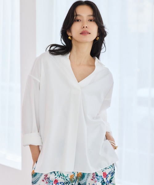 BARNYARDSTORM(バンヤードストーム)の「BARNYARDSTORM / スタンダードスキッパーシャツ【接触冷感・UVカット】(シャツ/ブラウス・レディース・ホワイト/ブルー系その他・S/M)」の2枚目の写真