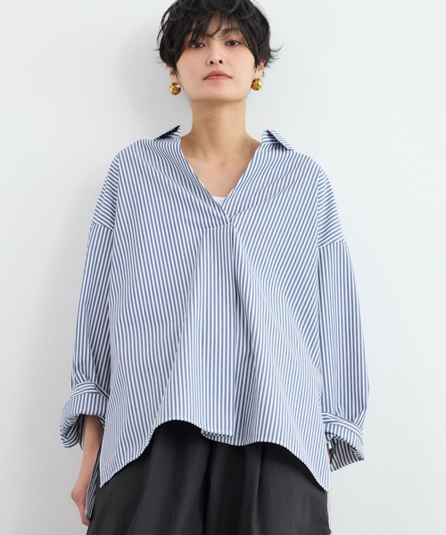 BARNYARDSTORM(バンヤードストーム)の「BARNYARDSTORM / スタンダードスキッパーシャツ【接触冷感・UVカット】(シャツ/ブラウス・レディース・ホワイト/ブルー系その他・S/M)」の3枚目の写真