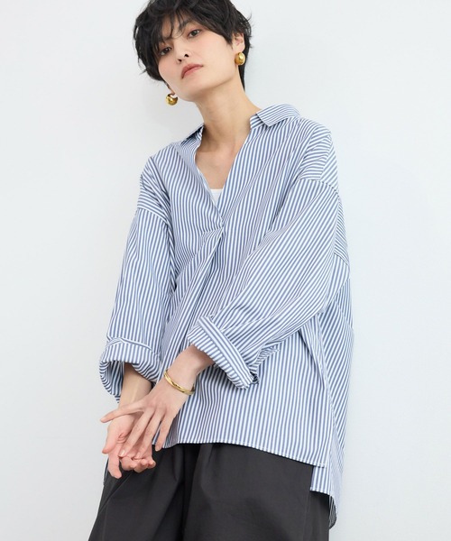 BARNYARDSTORM(バンヤードストーム)の「BARNYARDSTORM / スタンダードスキッパーシャツ【接触冷感・UVカット】(シャツ/ブラウス・レディース・ホワイト/ブルー系その他・S/M)」の17枚目の写真