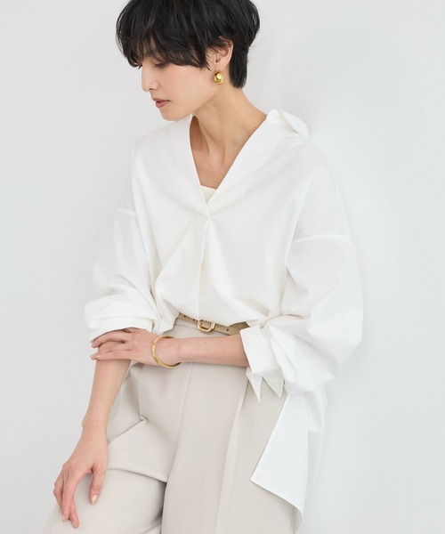 BARNYARDSTORM(バンヤードストーム)の「BARNYARDSTORM / スタンダードスキッパーシャツ【接触冷感・UVカット】(シャツ/ブラウス・レディース・ホワイト/ブルー系その他・S/M)」の9枚目の写真