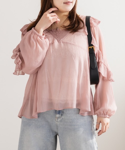 CLETTE(クレット)の「CLETTEオリジナルシアーラッフルフリルブラウス(シャツ/ブラウス・レディース・ブラック/アイボリー/ピンク・3L/LL/4L)」の14枚目の写真