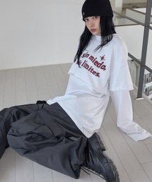 Raw Cut Layered Long Sleeve Tee White