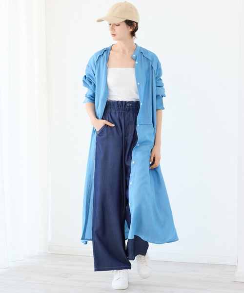 R-ISM(リズム)の「【洗える】シャンブレーデニムシャツワンピース(ワンピース・レディース・ブルー・4)」の3枚目の写真