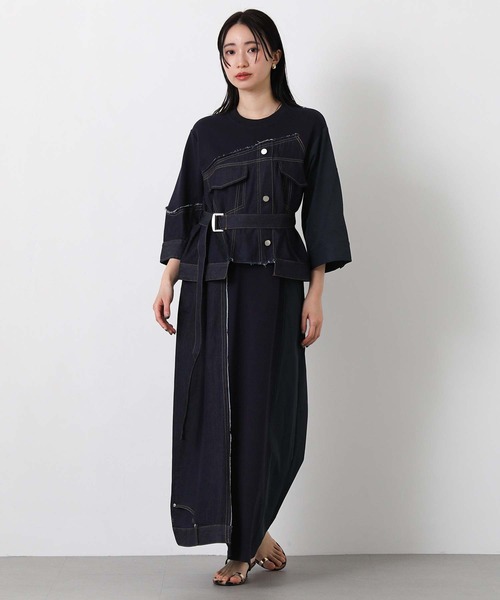 AULA AILA(アウラアイラ)の「AULAデニムドッキングワンピ(ワンピース・レディース・ネイビー/オフホワイト・FREE)」の21枚目の写真