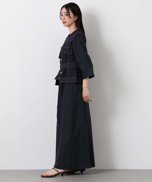 AULA AILA(アウラアイラ)の「AULAデニムドッキングワンピ(ワンピース・レディース・ネイビー/オフホワイト・FREE)」の10枚目の写真