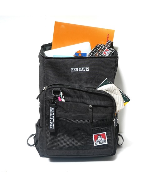 BEN DAVIS（ベンデイビス）の「BOX DAYPACK(保冷ポケット付き)（バックパック/リュック・メンズ・ブラック×ホワイト/ブラック×レッド/ブラック×グリーン・FREE）」の2枚目の写真