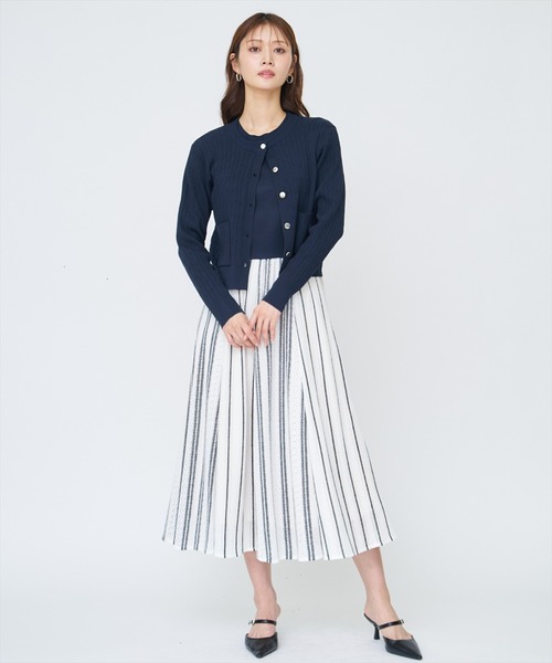 AND COUTURE(アンドクチュール)の「ラッセルストライプロングスカート(スカート・レディース・ホワイト系その他/ベージュ系その他・FREE)」の3枚目の写真