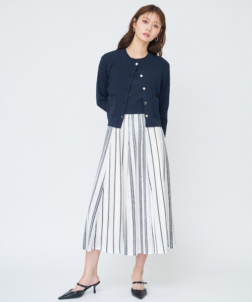 AND COUTURE(アンドクチュール)の「ラッセルストライプロングスカート(スカート・レディース・ホワイト系その他/ベージュ系その他・FREE)」の14枚目の写真