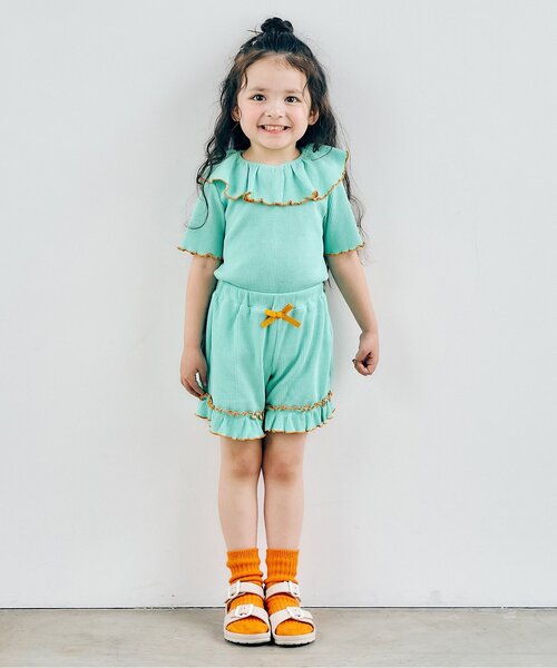 apres les cours（アプレレクール）の「【WEB限定】ワッフルショートパンツ（その他パンツ・キッズ・イエロー/オレンジ/ミント/その他2/グリーン/ブラウン/アイボリー/ブラック/クリーム/ブルー・140/130/120/110/100/90/80）」の21枚目の写真