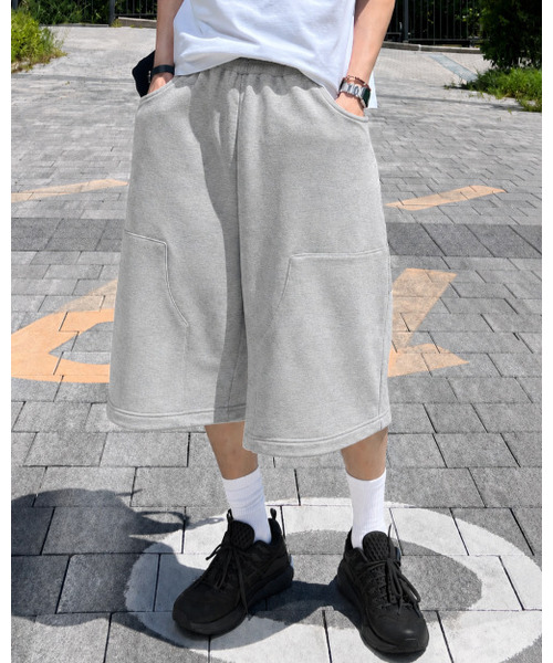 TOFFEE(トフィー)の「ダブルニスウェットバミューダパンツ (メランジェグレー)(その他パンツ・メンズ・その他・SMALL/MEDIUM/LARGE/X-LARGE)」の1枚目の写真