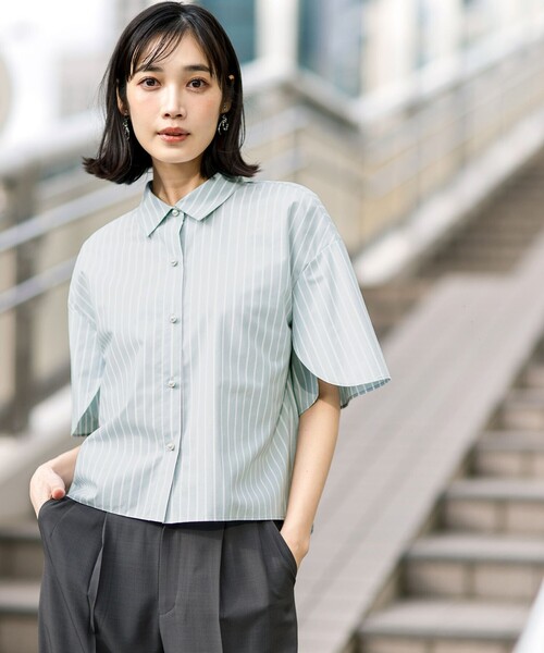 ANY SIS(エニィスィス)の「ペタルスリーブ シャツ(シャツ/ブラウス・レディース・スカイブルー系1/ホワイト系1/ライトグリーン系1/オレンジ系1・MEDIUM)」の6枚目の写真