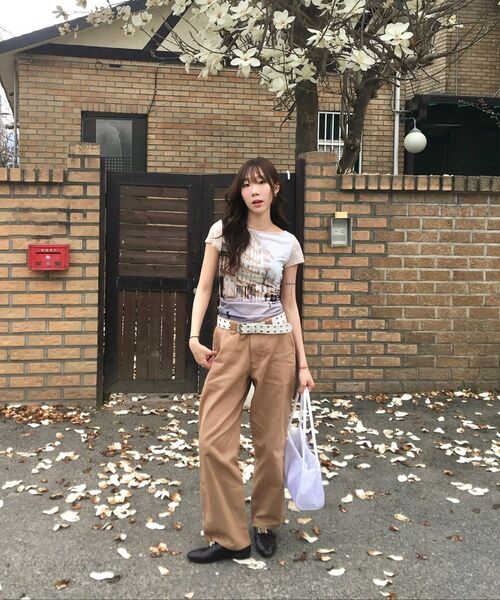 SECONDMONO（セカンドモノローグ）の「Semi Wide Twill Cotton Chino Pants [CAMEL]_SEPT051CAMEL（その他パンツ・レディース・その他・24/26/28/30/32/34）」の14枚目の写真