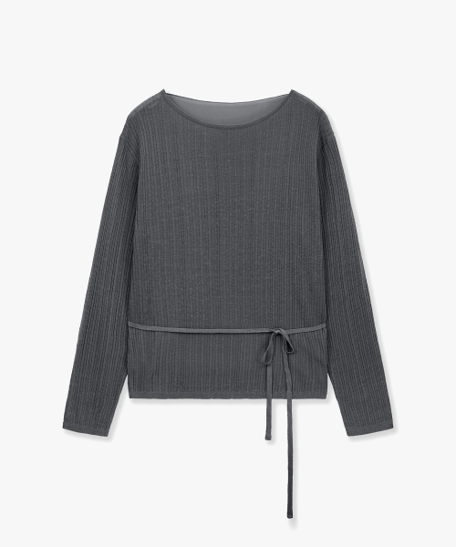 MONGDOL(モンドル)の「シースルーレースアップニットブラウスチャコールMDBL009CHARCOAL(ニット/セーター・レディース・その他・F)」の5枚目の写真