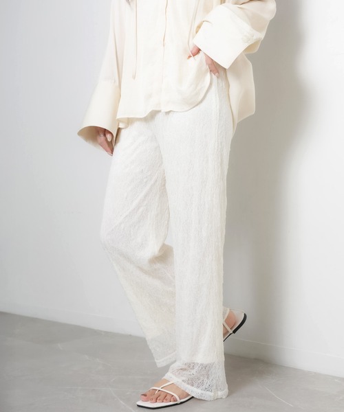 Riberry（リベリー）の「シアーレースパンツ（その他パンツ・レディース・オフホワイト/ブラック・MEDIUM）」の2枚目の写真